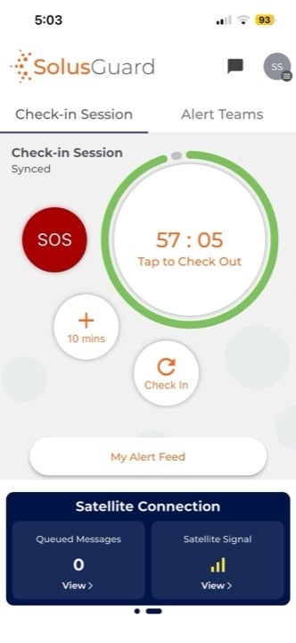 Satellite connection status screen
