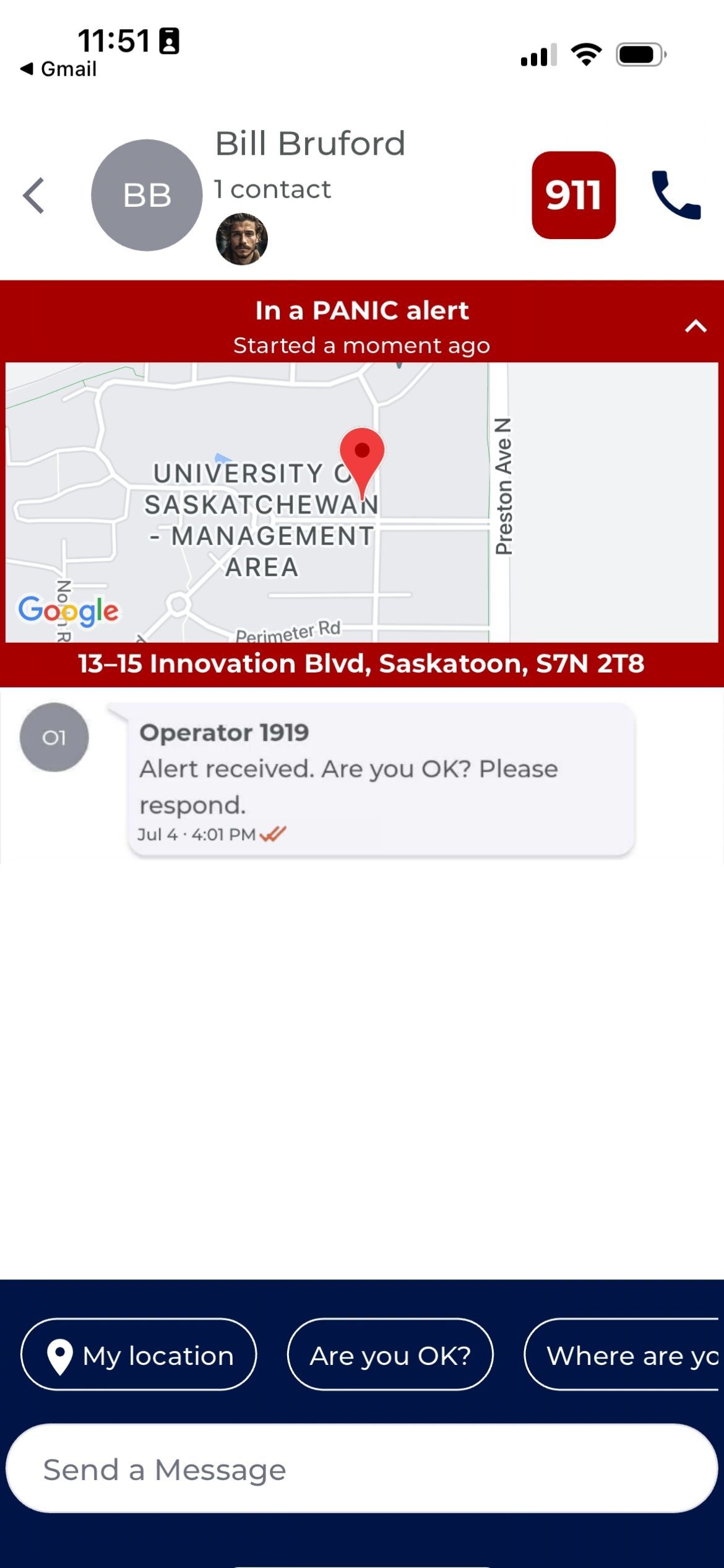 Alert feed with the monitoring agent's first message